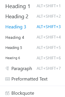 CMS heading controls
