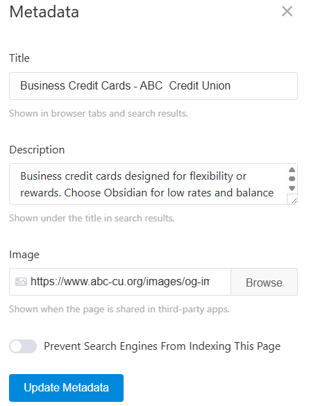 CMS SEO meta data