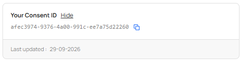 Anonymous Consent ID confirmation record with unique ID and timestamp