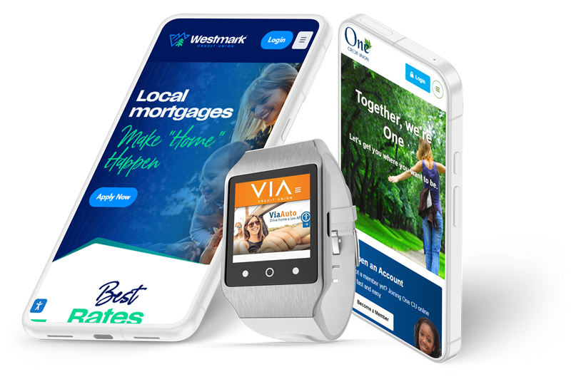 Credit union website design examples showing responsive desktop and mobile layouts by Avtec Media Group