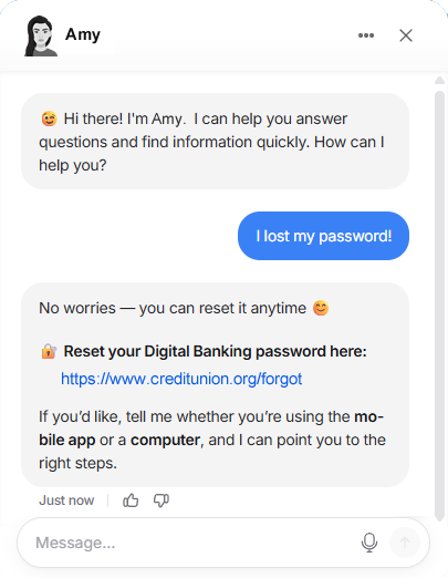 AI chatbot interface answering member questions