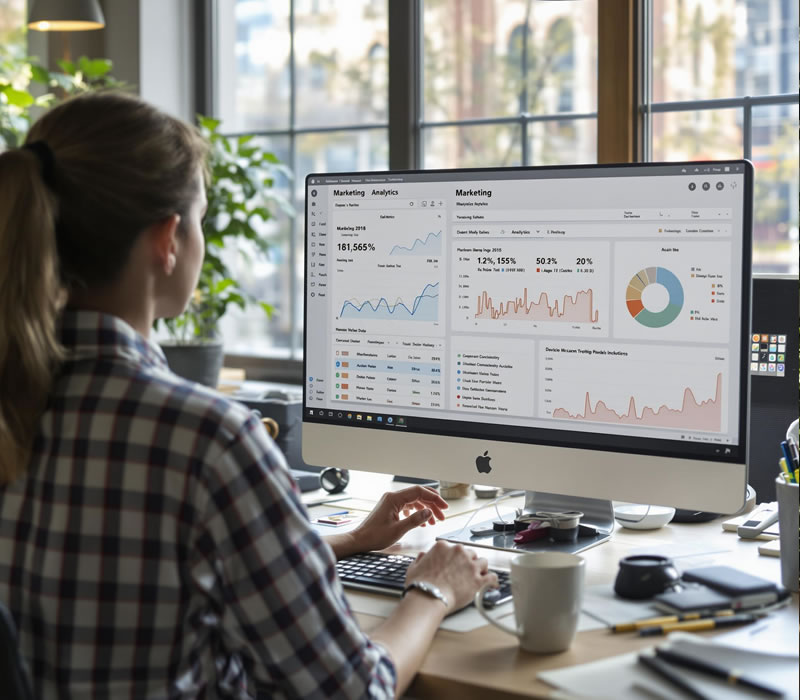 Credit union digital marketing analytics dashboard showing SEO performance metrics and member engagement data