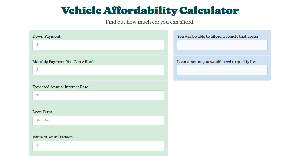 Avenir Financial dedicated financial calculators page with vehicle, loan, mortgage, savings, and debt tools