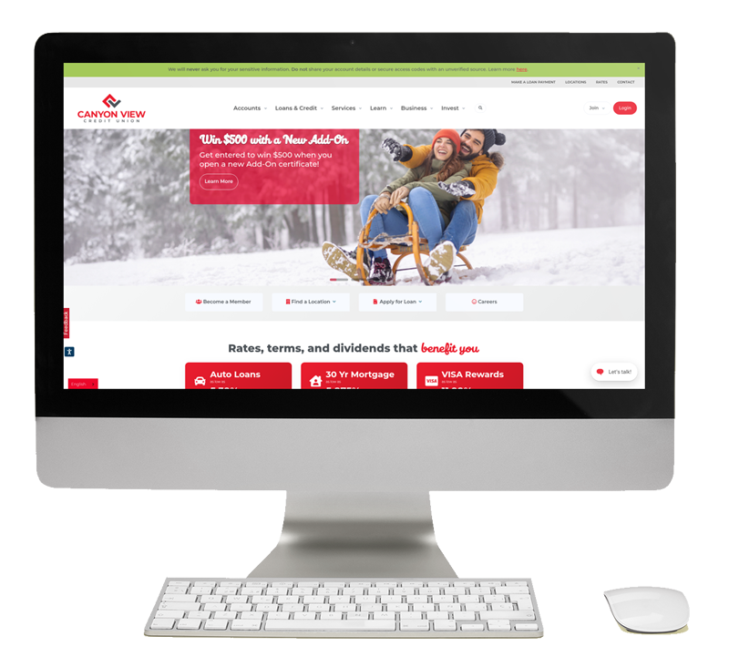 Canyon View Credit Union website redesign