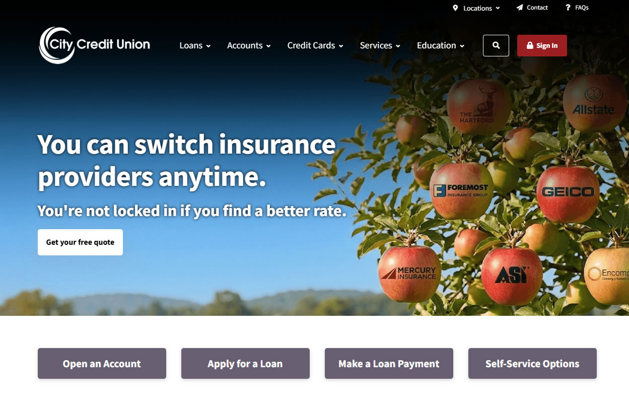 City Credit Union website design