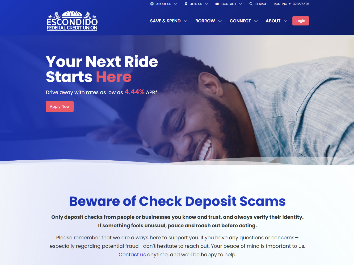 Escondido Federal Credit Union website redesign displayed on desktop and mobile