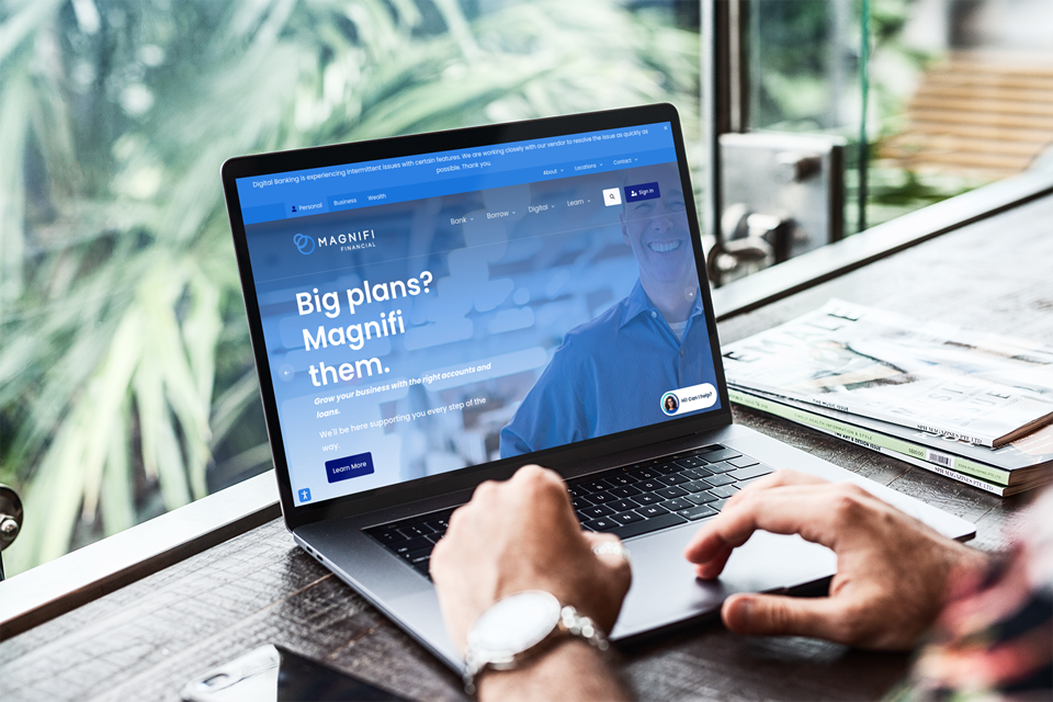 Magnifi Financial website redesign displayed on desktop and mobile devices