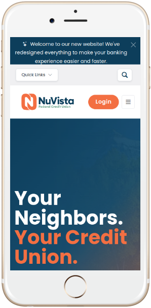 NuVista Federal Credit Union mobile website experience on smartphone