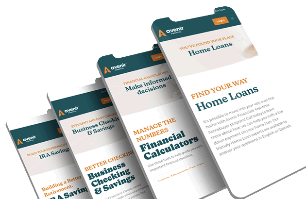 Avenir Financial credit union responsive website redesign