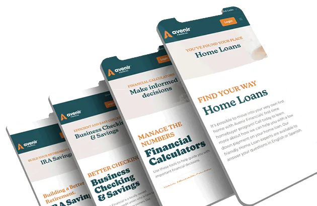 Avenir Financial credit union responsive website redesign