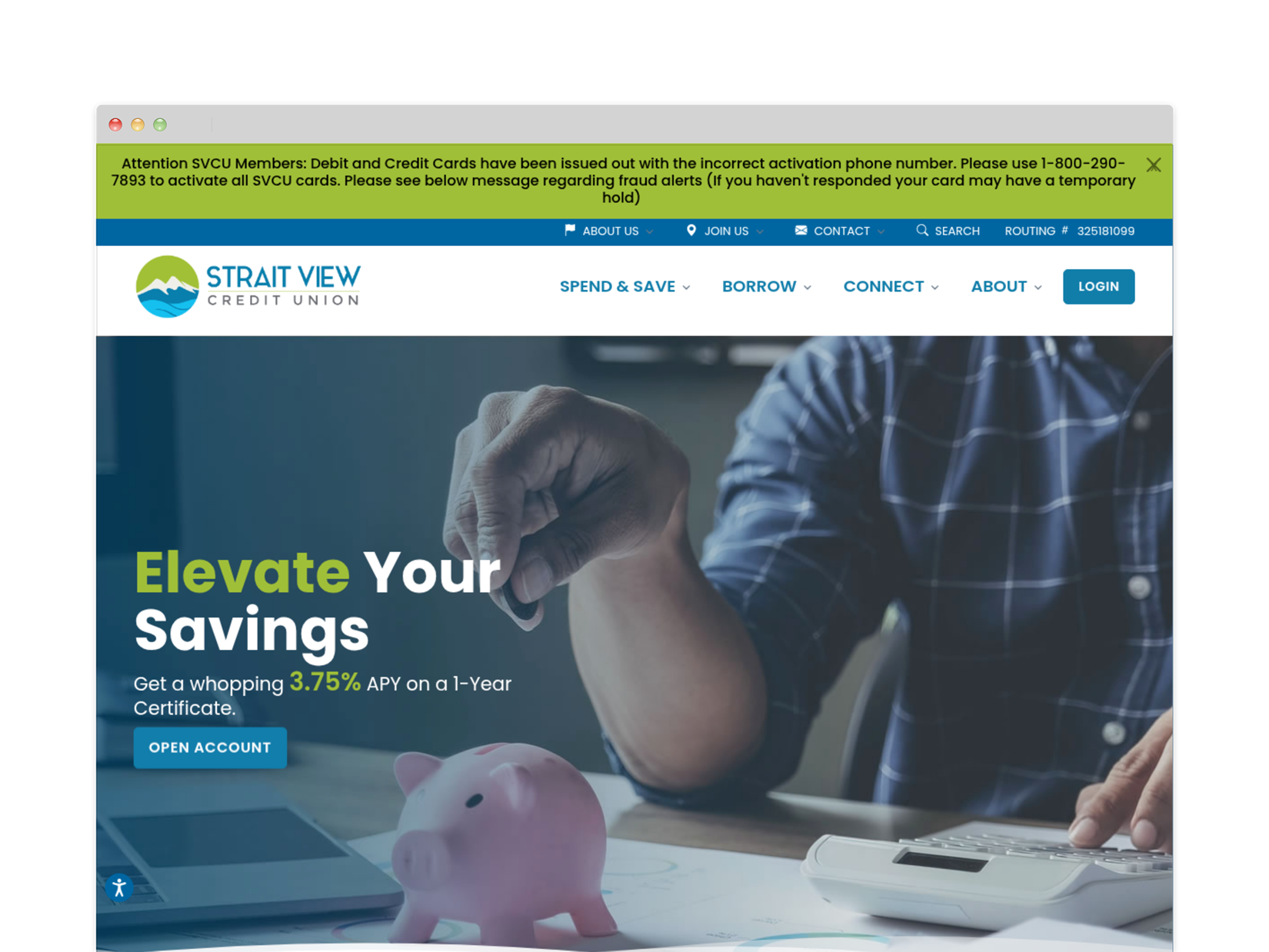 Strait View Credit Union website redesign displayed on desktop and mobile