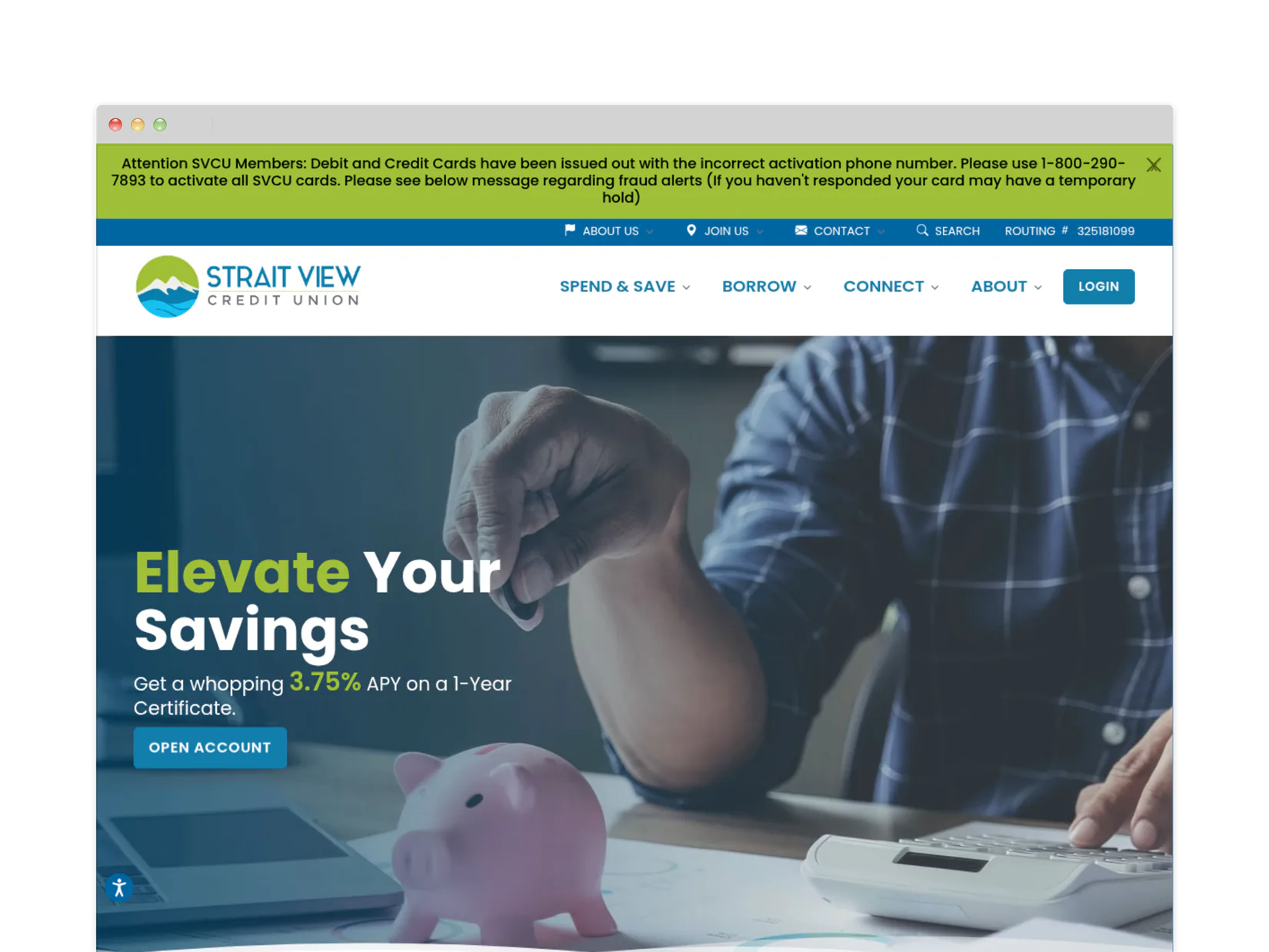 Strait View Credit Union website design